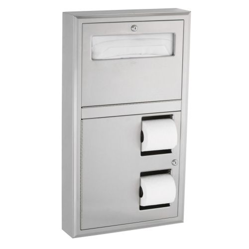 Dispensador de Fundas para Asiento y Papel Higiénico de Instalación en Superficie Bobrick B-3479 ClassicSeries